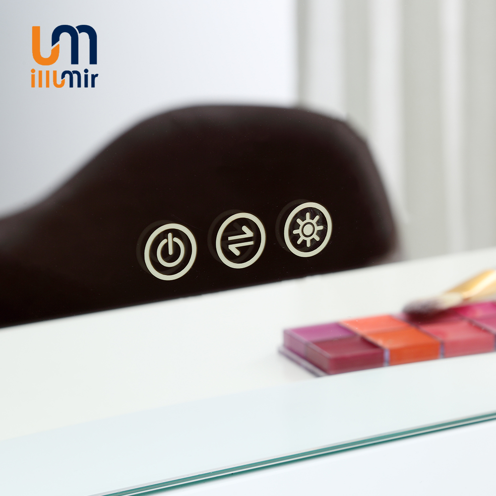 Luxury Round LED Makeup Mirror 1002-02, Dimmable 3000K-6000K, Wood Frame