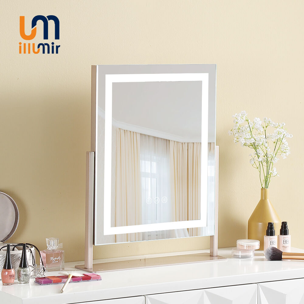 Portable LED Makeup Mirror 1001-05-A - 3 Sizes, Aluminum Frame, Dimmable Light